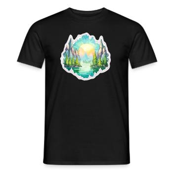 Landscape - Illustration - Men's T-Shirt - black - Front - AI Model Male 178 light (178cm)