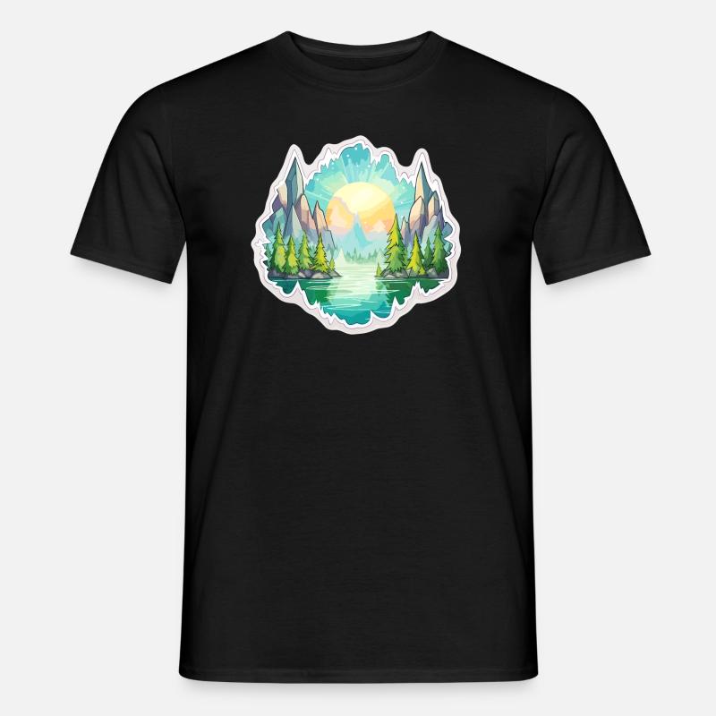 Landschaft - Illustration - Männer T-Shirt - Schwarz