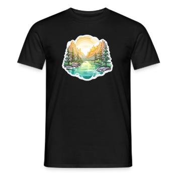 Landscape - Illustration - Men's T-Shirt - black - Front - AI Model Male 178 light (178cm)