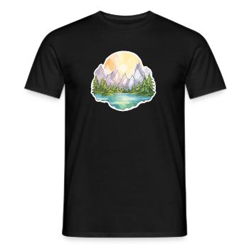 Landscape - Illustration - Men's T-Shirt - black - Front - AI Model Male 178 light (178cm)