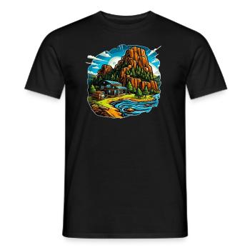 Paysage - Illustration - T-shirt homme - noir - Devant - AI Model Male 178 light (178cm)