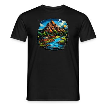 Landscape - Illustration - Men's T-Shirt - black - Front - AI Model Male 178 light (178cm)