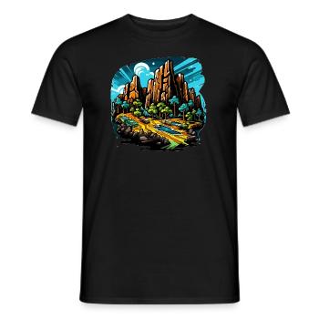 Landscape - Illustration - Men's T-Shirt - black - Front - AI Model Male 178 light (178cm)