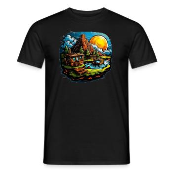 Landscape - Illustration - Men's T-Shirt - black - Front - AI Model Male 178 light (178cm)