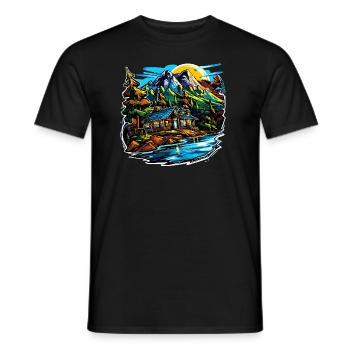 Paysage - Illustration - T-shirt homme - noir - Devant - AI Model Male 178 light (178cm)