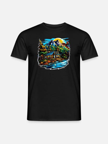 Landschaft - Illustration - Männer T-Shirt - Schwarz