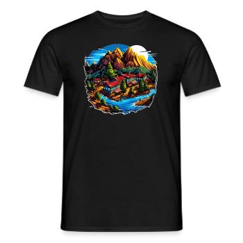 Landscape - Illustration - Men's T-Shirt - black - Front - AI Model Male 178 light (178cm)