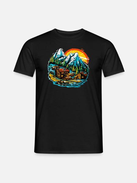 Landschaft - Illustration - Männer T-Shirt - Schwarz
