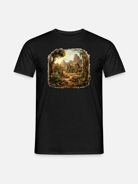 Landschaft - Illustration - Männer T-Shirt - Schwarz