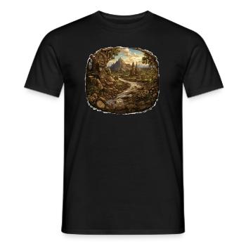 Landscape - Illustration - Men's T-Shirt - black - Front - AI Model Male 178 light (178cm)