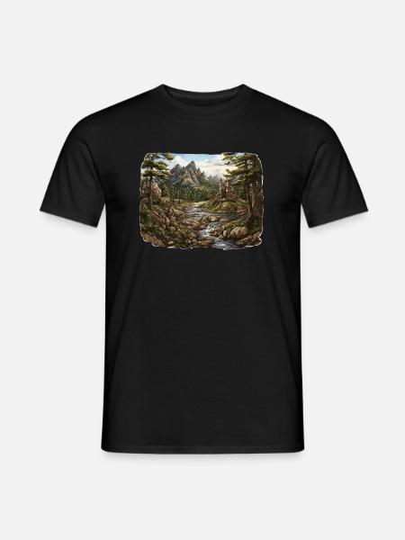 Landschaft - Illustration - Männer T-Shirt - Schwarz