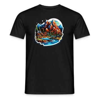 Paysage - Illustration - T-shirt homme - noir - Devant - AI Model Male 178 light (178cm)