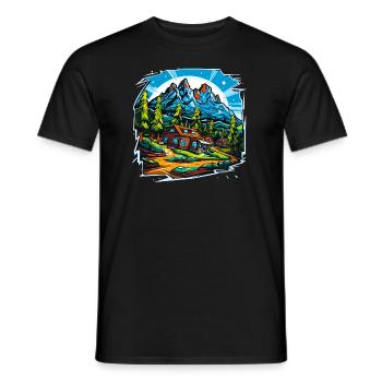 Landscape - Illustration - Men's T-Shirt - black - Front - AI Model Male 178 light (178cm)