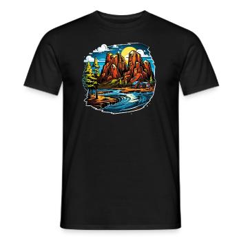 Paysage - Illustration - T-shirt homme - noir - Devant - AI Model Male 178 light (178cm)