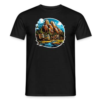 Paysage - Illustration - T-shirt homme - noir - Devant - AI Model Male 178 light (178cm)