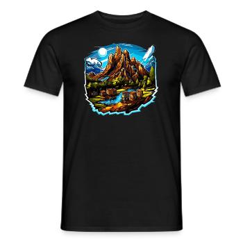 Paysage - Illustration - T-shirt homme - noir - Devant - AI Model Male 178 light (178cm)