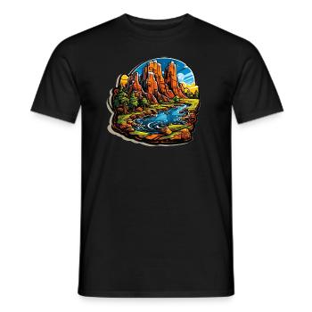 Landscape - Illustration - Men's T-Shirt - black - Front - AI Model Male 178 light (178cm)