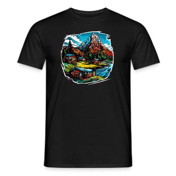 Paysage - Illustration - T-shirt homme - noir - Devant - AI Model Male 178 light (178cm)