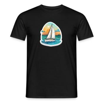 Sailboat - illustration - Men's T-Shirt - black - Front - AI Model Male 178 light (178cm)