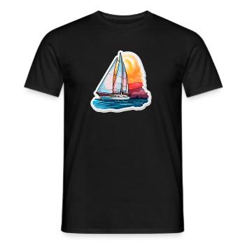 Sailboat - illustration - Men's T-Shirt - black - Front - AI Model Male 178 light (178cm)