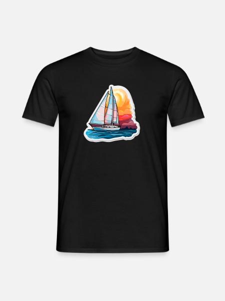 Sailboat - illustration - Men's T-Shirt - black