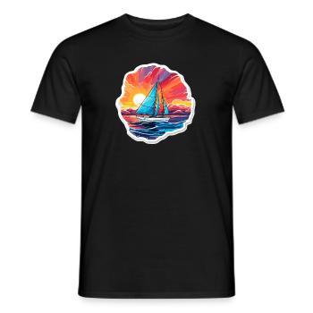 Sailboat - illustration - Men's T-Shirt - black - Front - AI Model Male 178 light (178cm)