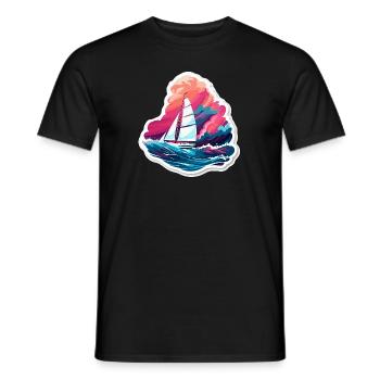 Sailboat - illustration - Men's T-Shirt - black - Front - AI Model Male 178 light (178cm)
