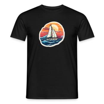 Sailboat - illustration - Men's T-Shirt - black - Front - AI Model Male 178 light (178cm)