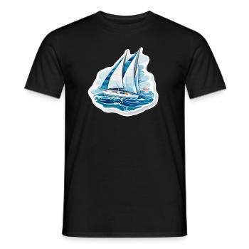 Sailboat - illustration - Men's T-Shirt - black - Front - AI Model Male 178 light (178cm)