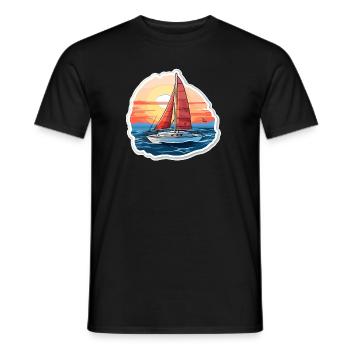 Sailboat - illustration - Men's T-Shirt - black - Front - AI Model Male 178 light (178cm)