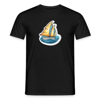 Sailboat - illustration - Men's T-Shirt - black - Front - AI Model Male 178 light (178cm)