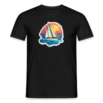 Sailboat - illustration - Men's T-Shirt - black - Front - AI Model Male 178 light (178cm)