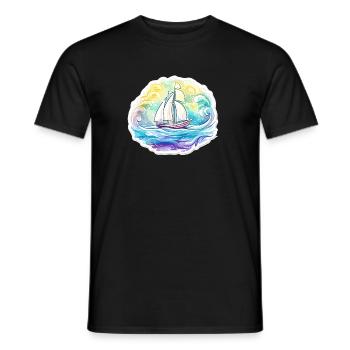 Sailboat - illustration - Men's T-Shirt - black - Front - AI Model Male 178 light (178cm)