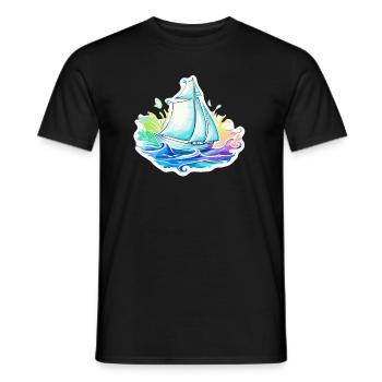 Sailboat - illustration - Men's T-Shirt - black - Front - AI Model Male 178 light (178cm)