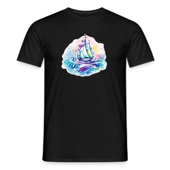 Sailboat - illustration - Men's T-Shirt - black - Front - AI Model Male 178 light (178cm)