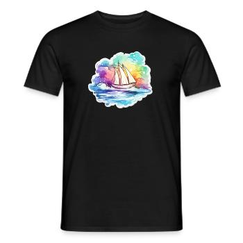 Sailboat - illustration - Men's T-Shirt - black - Front - AI Model Male 178 light (178cm)