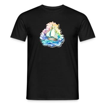 Sailboat - illustration - Men's T-Shirt - black - Front - AI Model Male 178 light (178cm)