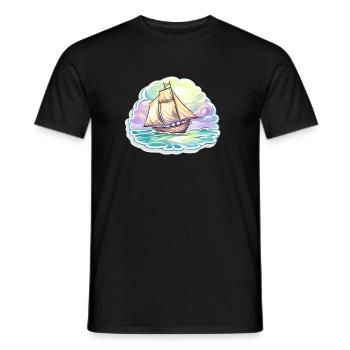 Sailboat - illustration - Men's T-Shirt - black - Front - AI Model Male 178 light (178cm)