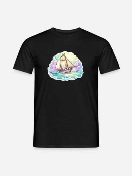 Sailboat - illustration - Men's T-Shirt - black