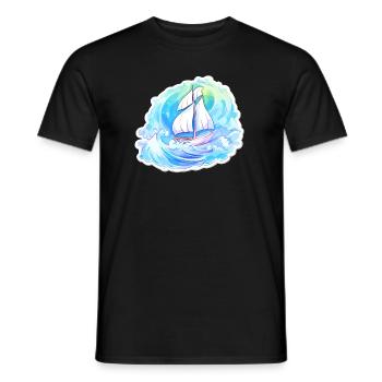 Sailboat - illustration - Men's T-Shirt - black - Front - AI Model Male 178 light (178cm)