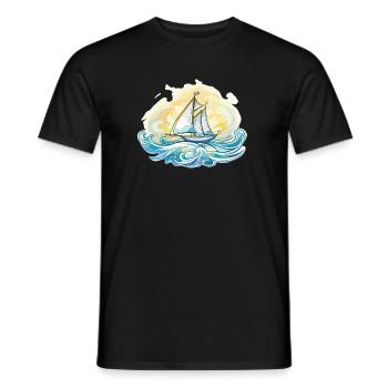 Sailboat - illustration - Men's T-Shirt - black - Front - AI Model Male 178 light (178cm)