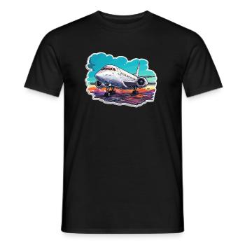 Airplane - illustration - Men's T-Shirt - black - Front - AI Model Male 178 light (178cm)