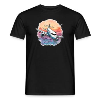 Airplane - illustration - Men's T-Shirt - black - Front - AI Model Male 178 light (178cm)