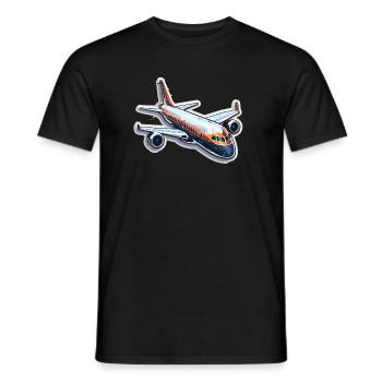Airplane - illustration - Men's T-Shirt - black - Front - AI Model Male 178 light (178cm)