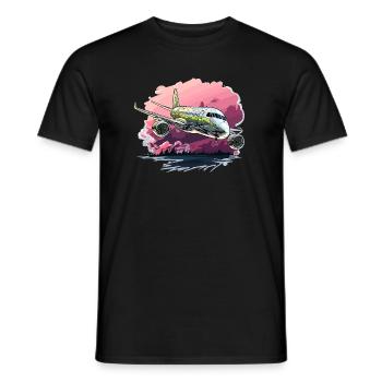 Airplane - illustration - Men's T-Shirt - black - Front - AI Model Male 178 light (178cm)