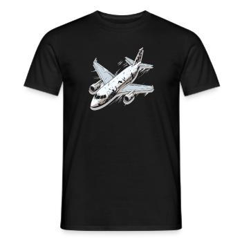 Airplane - illustration - Men's T-Shirt - black - Front - AI Model Male 178 light (178cm)