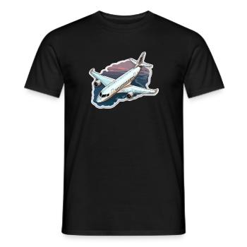 Airplane - illustration - Men's T-Shirt - black - Front - AI Model Male 178 light (178cm)
