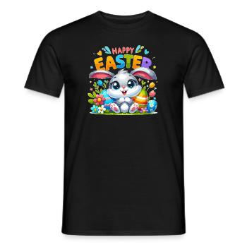 Happy Easter - Easter Bunny Illustration - Men's T-Shirt - black - Front - AI Model Male 178 light (178cm)