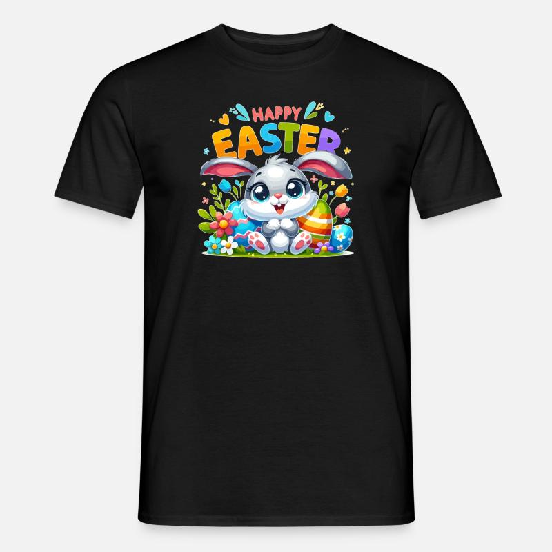 Happy Easter - Easter Bunny Illustration - Men’s T-shirt - black