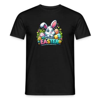 Happy Easter - Easter Bunny Illustration - Men's T-Shirt - black - Front - AI Model Male 178 light (178cm)
